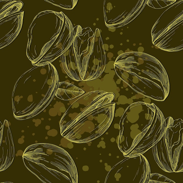 Seamless pattern pistachios drawn sketch