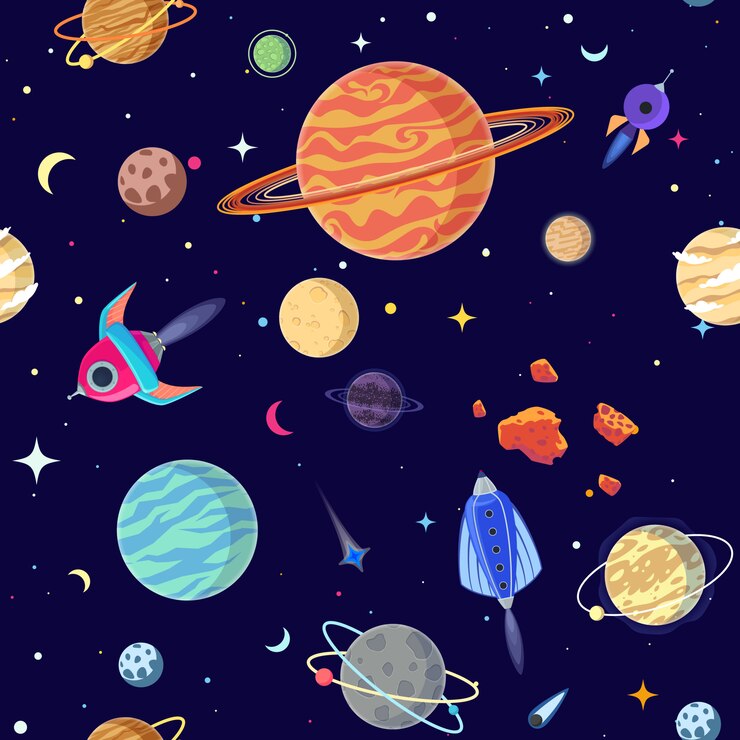 Vector オープンスペースの惑星のシームレスなパターン。