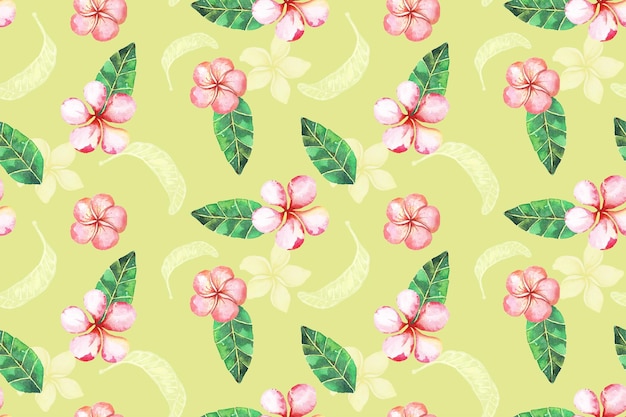 Seamless pattern of plumeria painted watercolor for fabric and wallpaperbotanical flower pattern