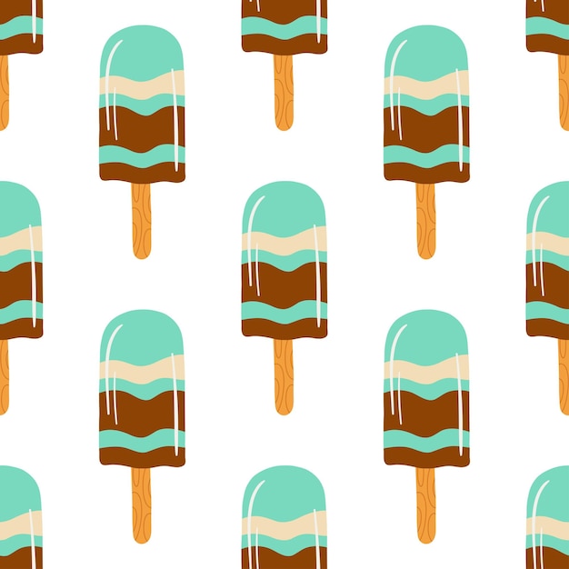 Seamless pattern of popsicle ice cream