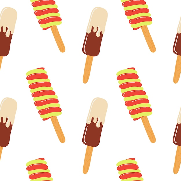 Seamless pattern of popsicle ice cream