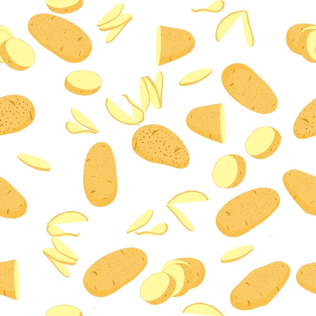 A seamless pattern of potatoes is isolated on white background vector illustration