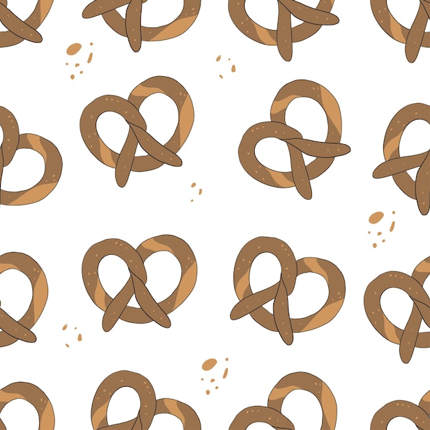 Illustrazione di pretzel senza cuciture per l'oktoberfest doodle sfondo vettoriale