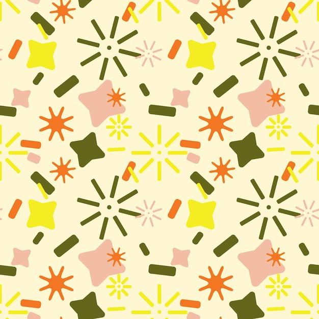 Seamless pattern of primitive shapes for children Collection different shapes colorfully Hand drawn