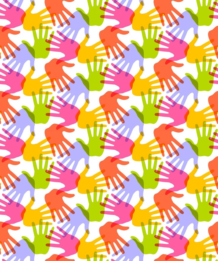 Vector seamless pattern. print of hands. vector illustration