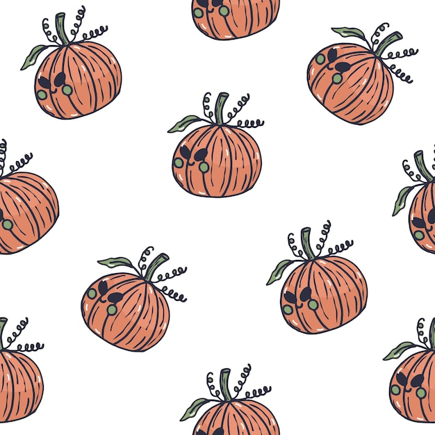 seamless pattern pumpkin character