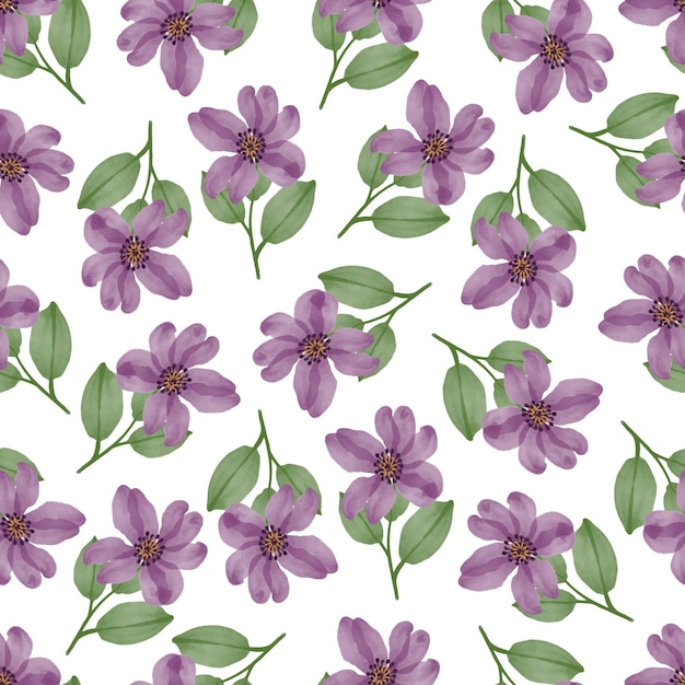 Vector seamless pattern of purple flower for fabric design