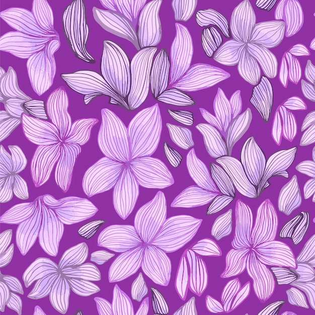 Seamless pattern of purple painted flowers Perfect for fabrics wrapping paper wallpaper