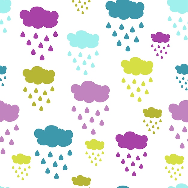 seamless pattern rain drop with color cloud