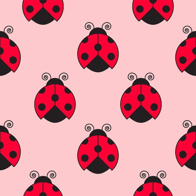 Vector seamless pattern red ladybug vector illustration