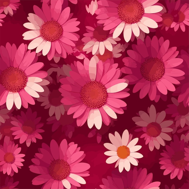 Vector a seamless pattern of red and pink daisy flowers blending the worlds of nature repeating pattern vec