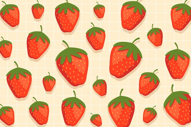 Seamless pattern red strawberries with background
