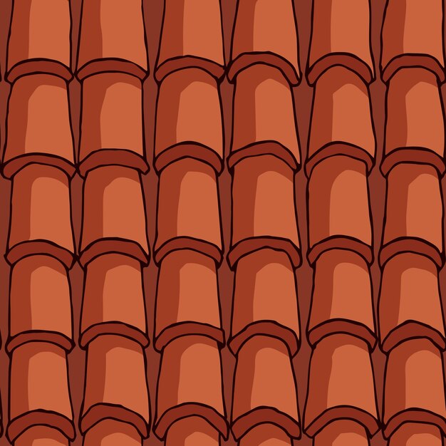 Vector seamless pattern of red tiles on the roof industrial goods for construction