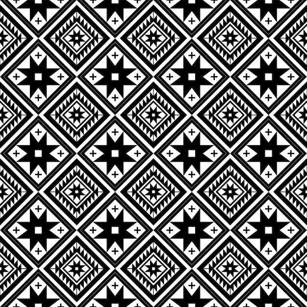 Seamless pattern repeating design with geometric shapes.