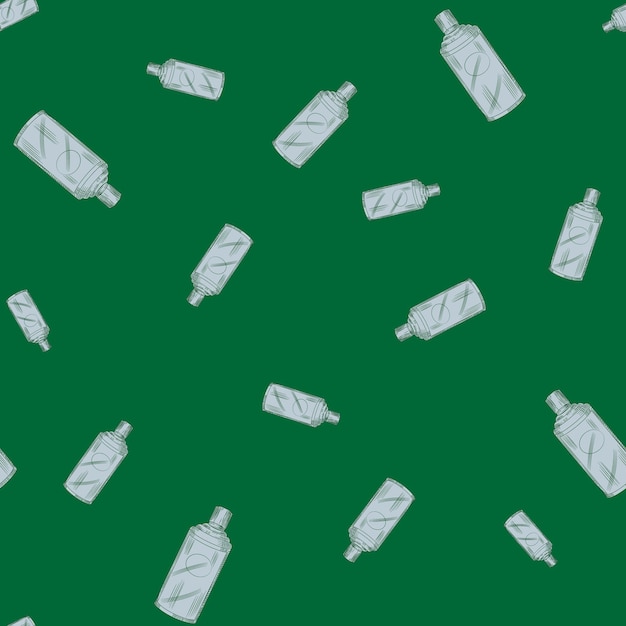 Seamless pattern retro chinese bottle on green background. random texture template for menu restaurant.