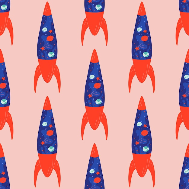 Vector seamless pattern retro lava lamp 70s