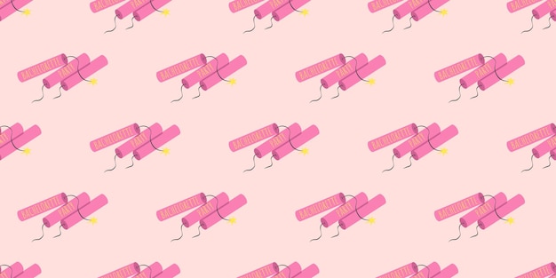 Seamless pattern retro wild west dynamite bachelorette party background