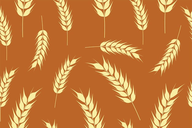 Seamless pattern of ripe wheat spikelets Agricultural symbol flour production