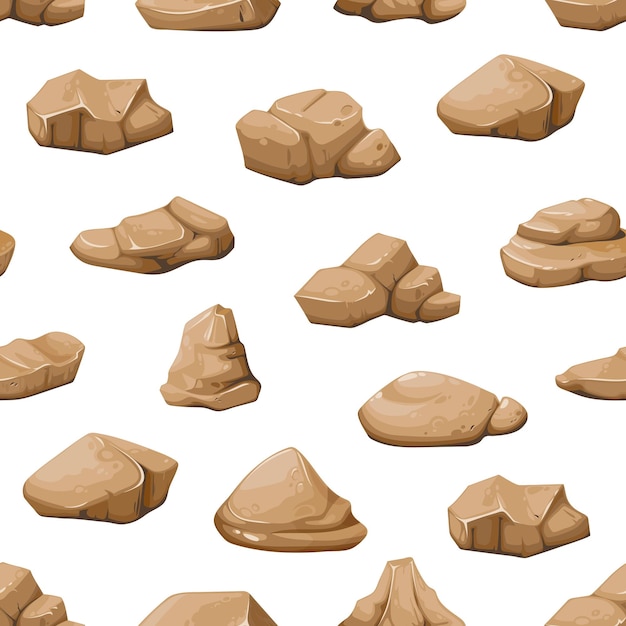 Vector seamless pattern of rock stones boulders