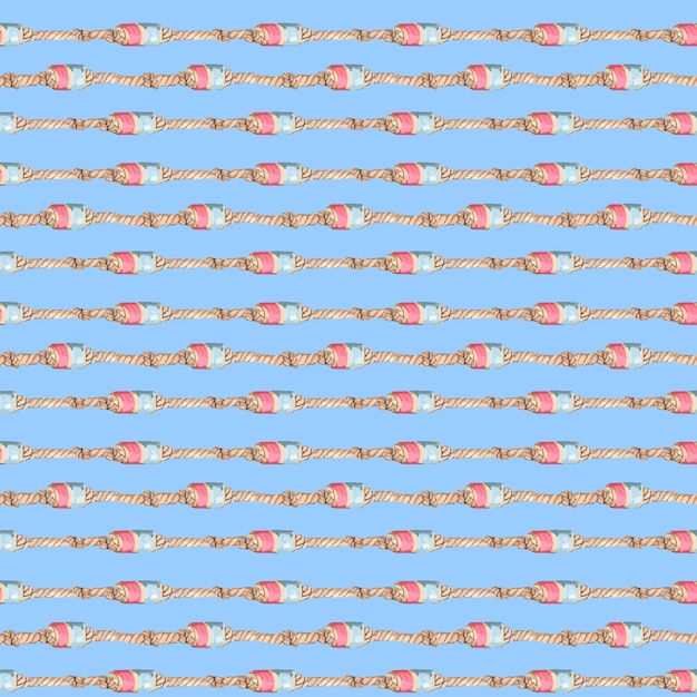 Seamless pattern rope and float stripe nautical style