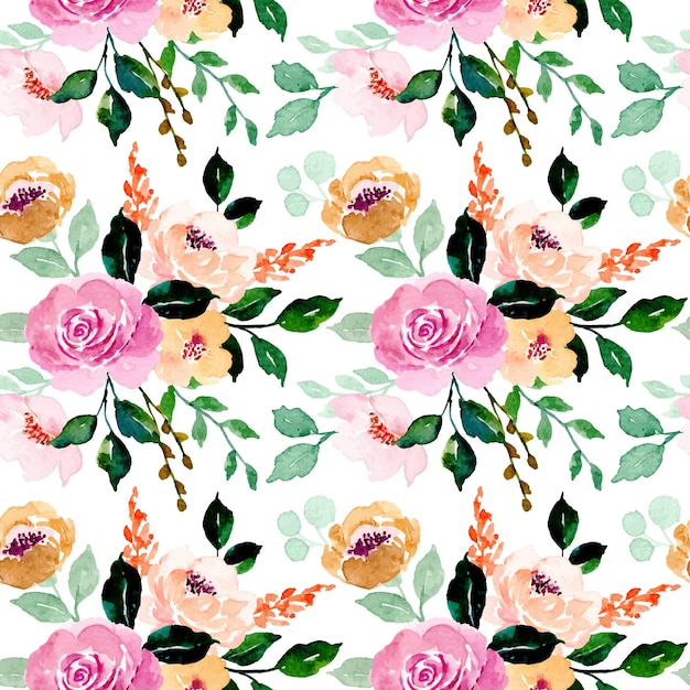 Vector seamless pattern of rose floral watercolor