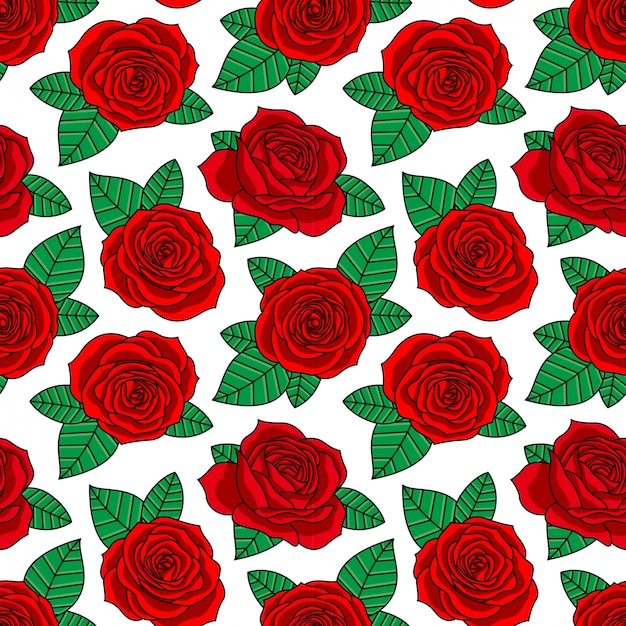 seamless pattern rose flower isolated in white background