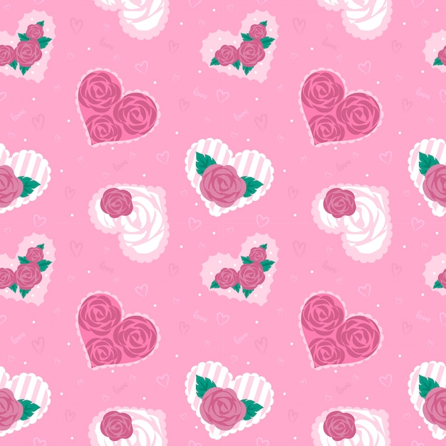 Seamless pattern rose inside heart