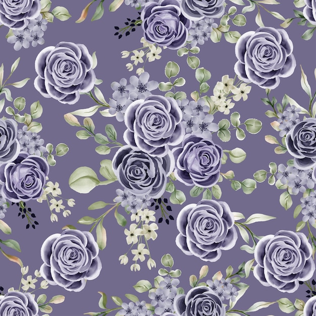 Seamless pattern rose navy indigo color