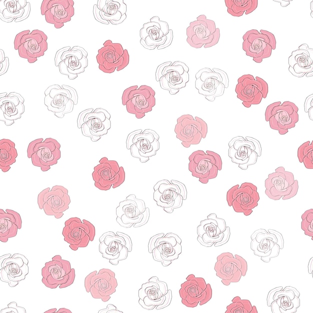 Seamless pattern rose and peony flowers Confetti cosmetics wedding beautiful flower background