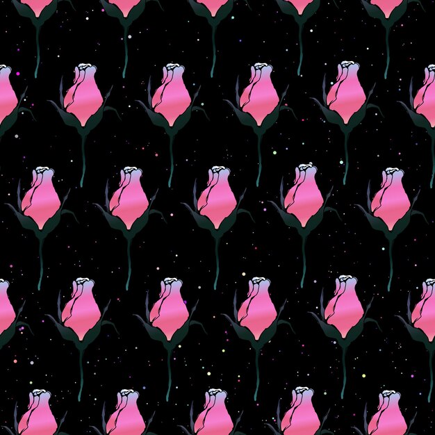 Seamless pattern rosebuds vector