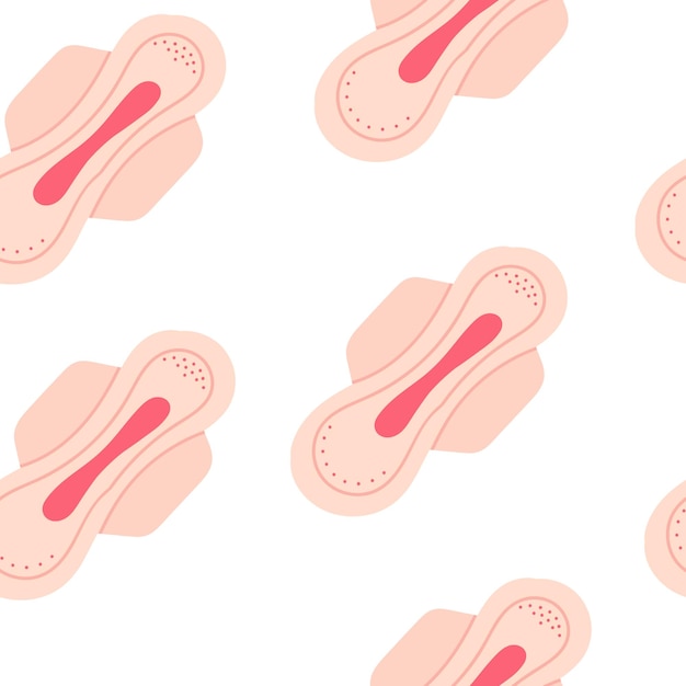 Seamless pattern - sanitary pads for women on a white background. Items of the menstrual period