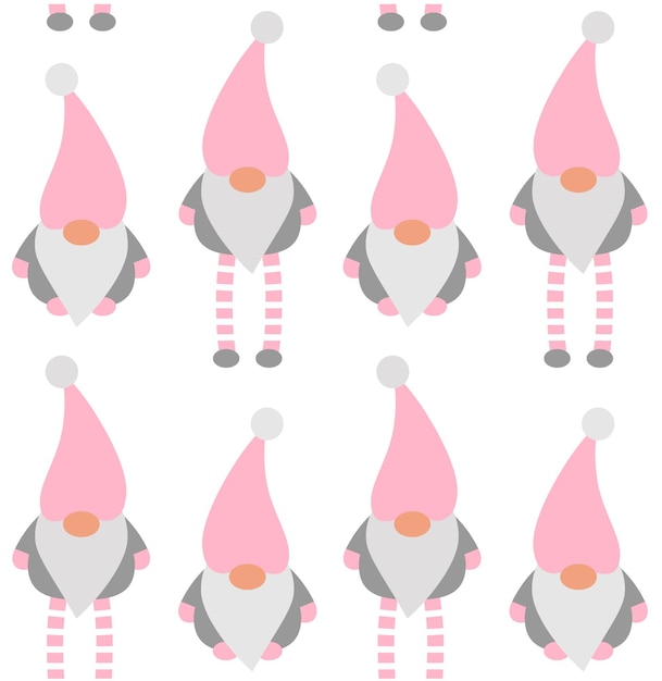 Seamless pattern of scandinavian elf