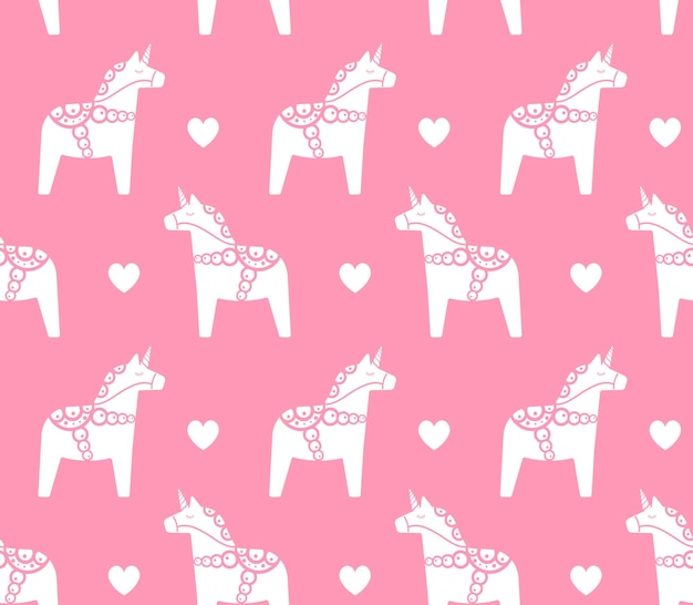 Seamless pattern scandinavian horses