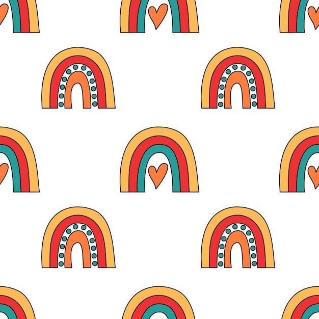 Seamless pattern of scandinavian rainbows