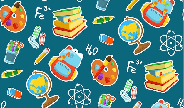 Seamless pattern of school educational objects