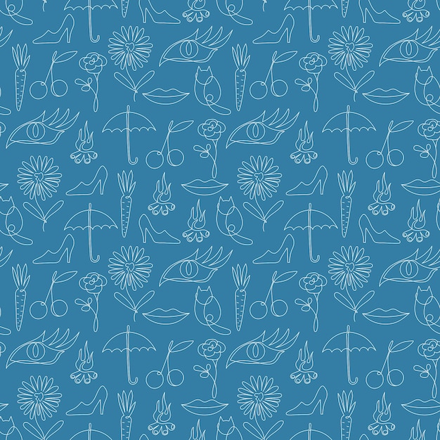 Seamless pattern of scribble in the style of line art