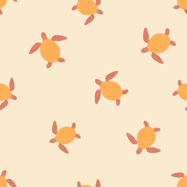 Seamless pattern sea turtles. cute marine turtle in doodle style.