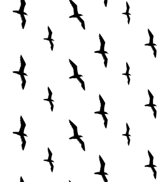 Seamless pattern of seagulls silhouette