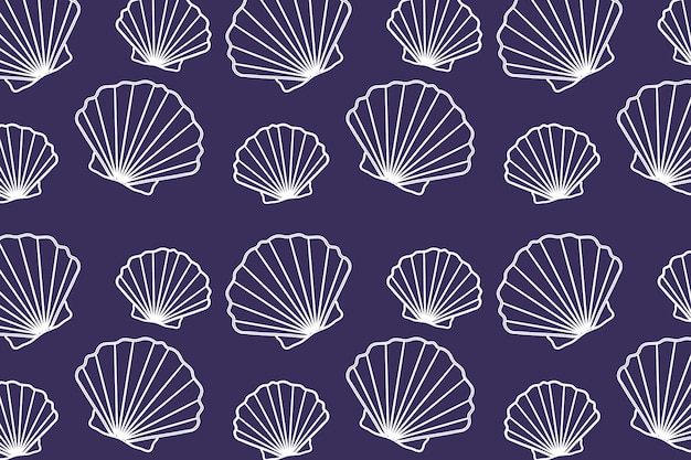 Seamless pattern of seashells Vector print textile wrapping paper background