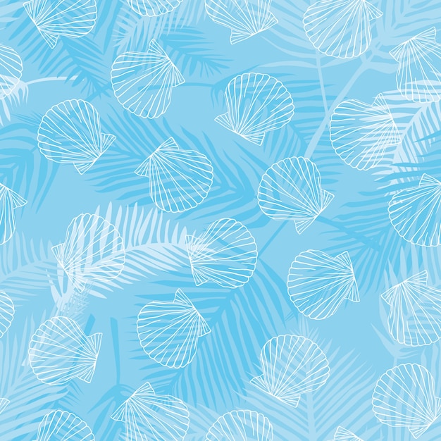 Seamless pattern of seashells.