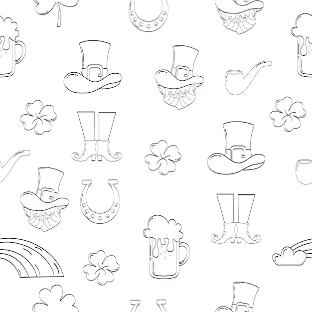 Seamless pattern set sketch for st patrick's day