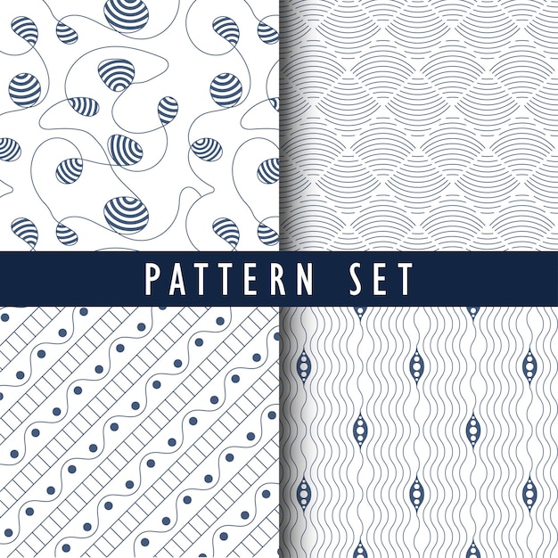 Seamless pattern set with wavy lines