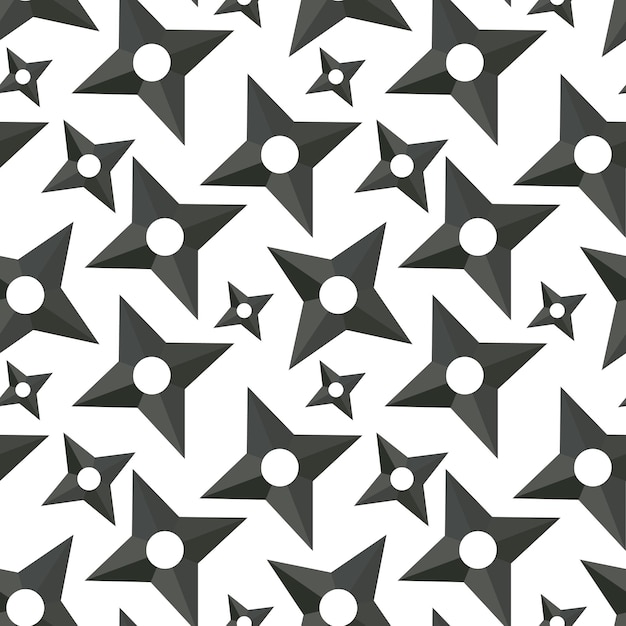 Seamless pattern of shurikens. Vector