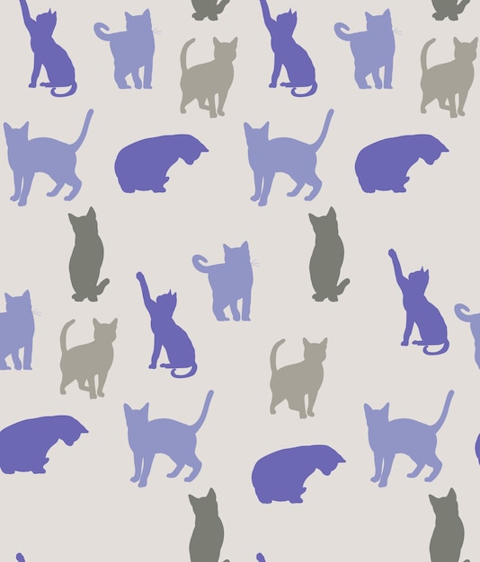 Vector seamless pattern silhouette of the cat