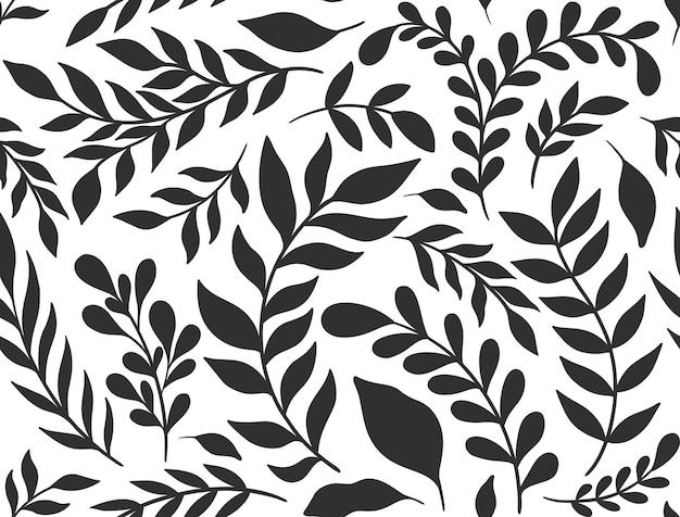 Seamless pattern silhouette plant branchornament design abstract botanical element background