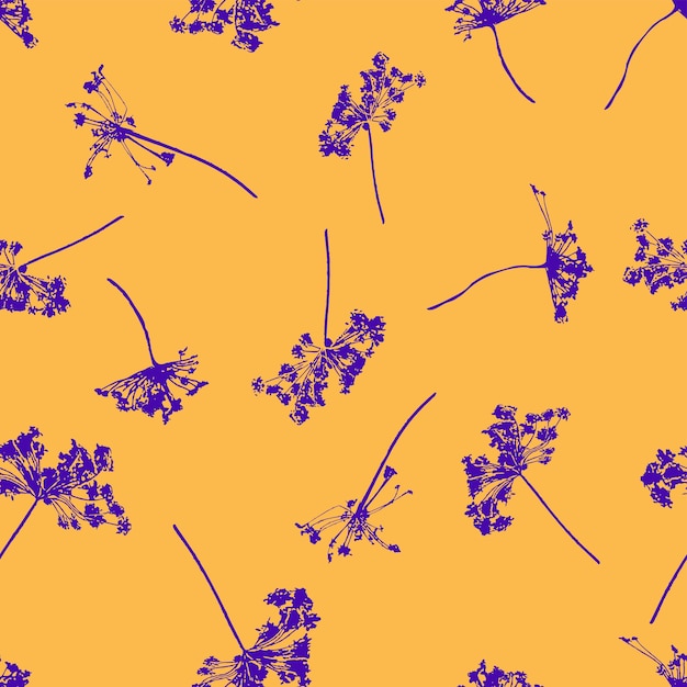 Seamless pattern of silhouettes umbrella plants