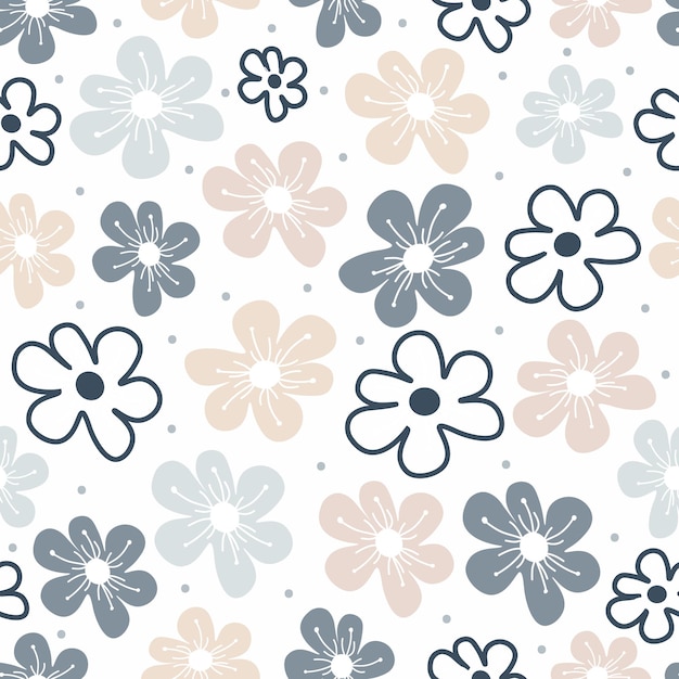 Seamless pattern simple cute flower and dot design for scrapbooking decoration cards paper goods