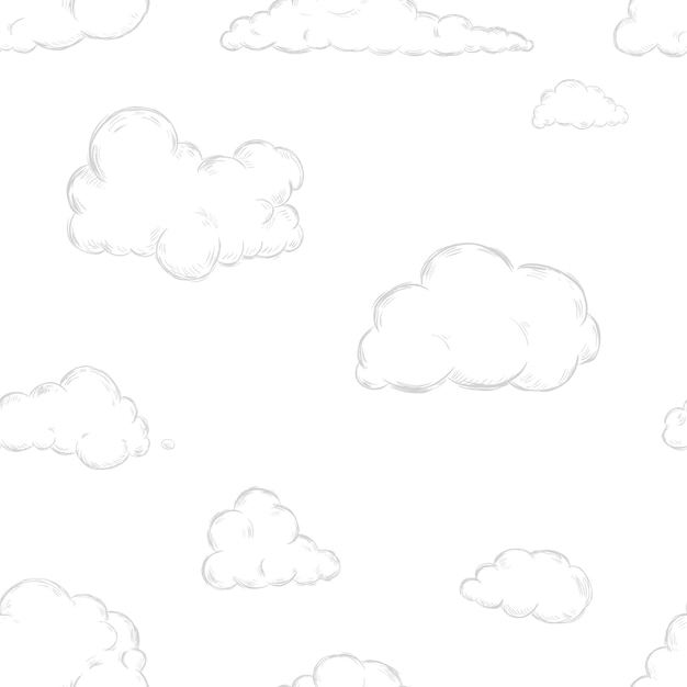 Seamless pattern of sketch clouds