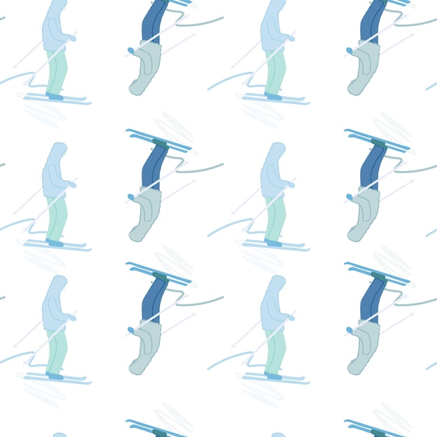 Vector seamless pattern of skier