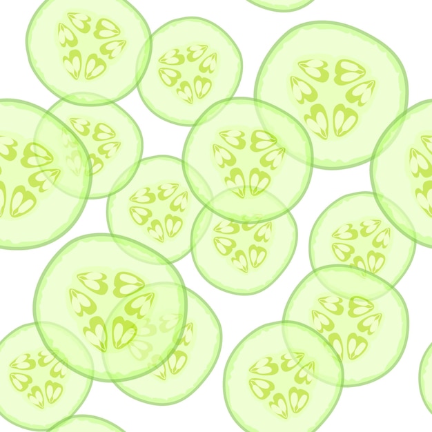 A seamless pattern of slice cucumber vector illustration foods wrapping paper